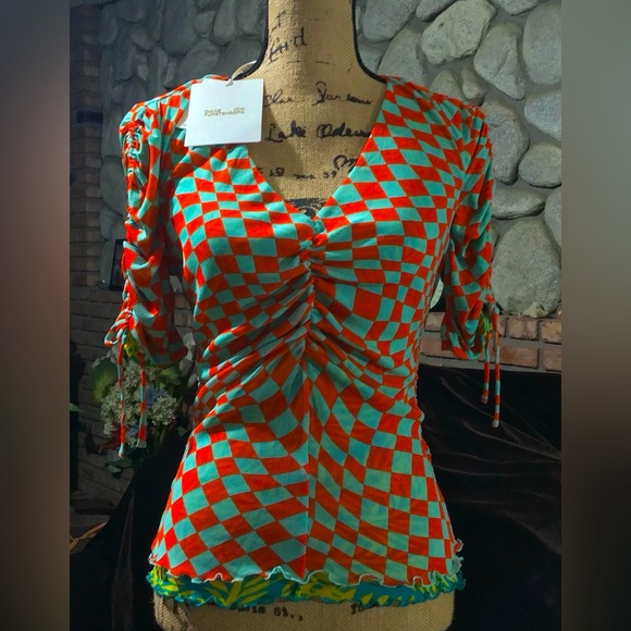 $218 DIANE VON FURSTENBERG Reversible Abriella Pool Tile/Bella Palms Top! NWT 🌷 - Picture 7 of 15